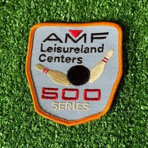 Vintage Bowling AMF Leisure Centers Series 500 Embroidered Patch Blue 3.5x3 NWOT